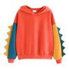 Women's Solid Color Contrasting Dinosaur Loose Casual Hoodie