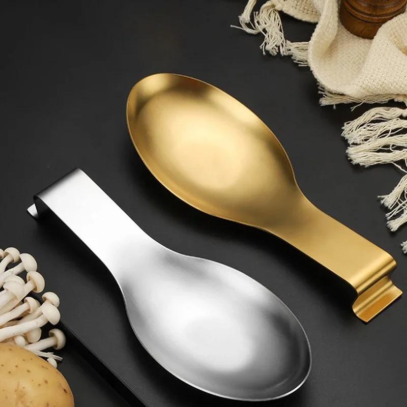 Fish Shape Stainless Steel Spoon Rest Food Clip Hot Pot Spoon Tray Hotel Restaurant Kitchen Utensil Holder Shelf Tray