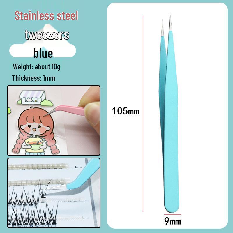 Colorful Stainless Steel Curved Tweezers for False Eyelashes and Planner Clips