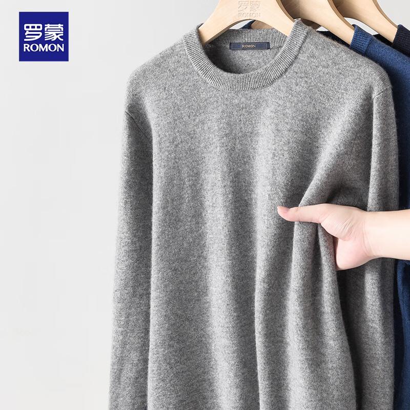 Luomeng Men's Pure Cashmere Round Neck Sweater