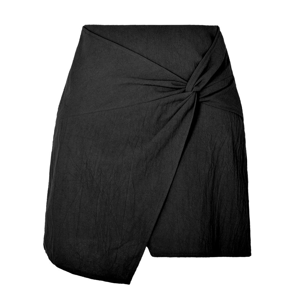 High-waisted Twisted Short Skirt New Solid Color Zipper Irregular Skirt for Summer