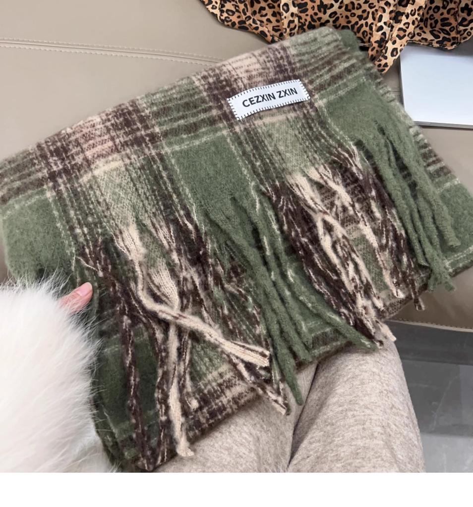 North thickened warm scarf soft waxy couple shawl winter high sense solid color versatile fringed scarf women
