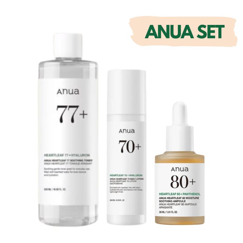 Anua Heartleaf Toner 500ml + 70 Daily Lotion 200ml + Moisture Soothing Ampoule 30ml