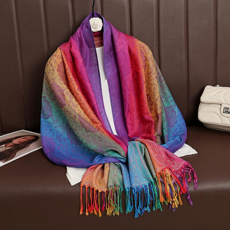 Luxury Brand Cashmere Women Scarf Printed Winter Warm Shawl and Wraps Pashmina Bandana Long Jacquard Paisley Female Foulard