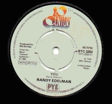 

7inch Record RANDY EDELMAN - You BTC2253 20th Century Re 1976 UK Soul/Funk Used