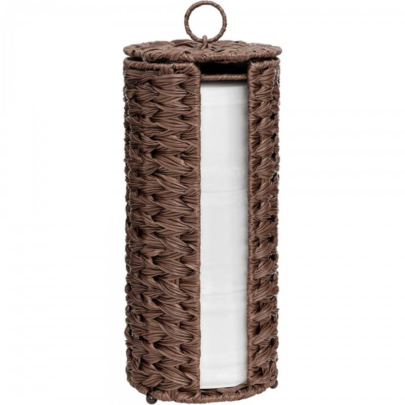 Wicker-Style Plastic Toilet Paper Holder Basket Bathroom Storage Modern Minimalist Design
