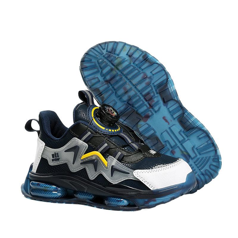 Children's sports shoes mesh rotating button medium and large children's boys' shoes soft-soled running shoes popular classmate basketball shoes