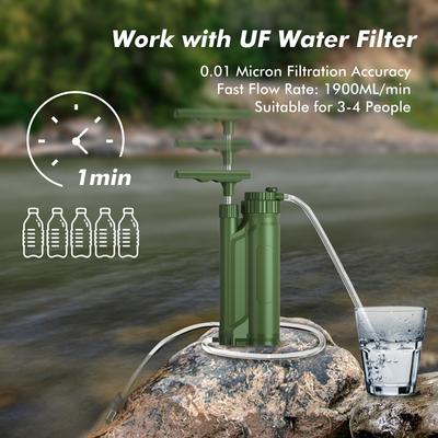 Pompa portatile per filtro dell'acqua UF Sistema di purificazione dell'acqua per esterni Attrezzatura di sopravvivenza per l'escursionismo in campeggio