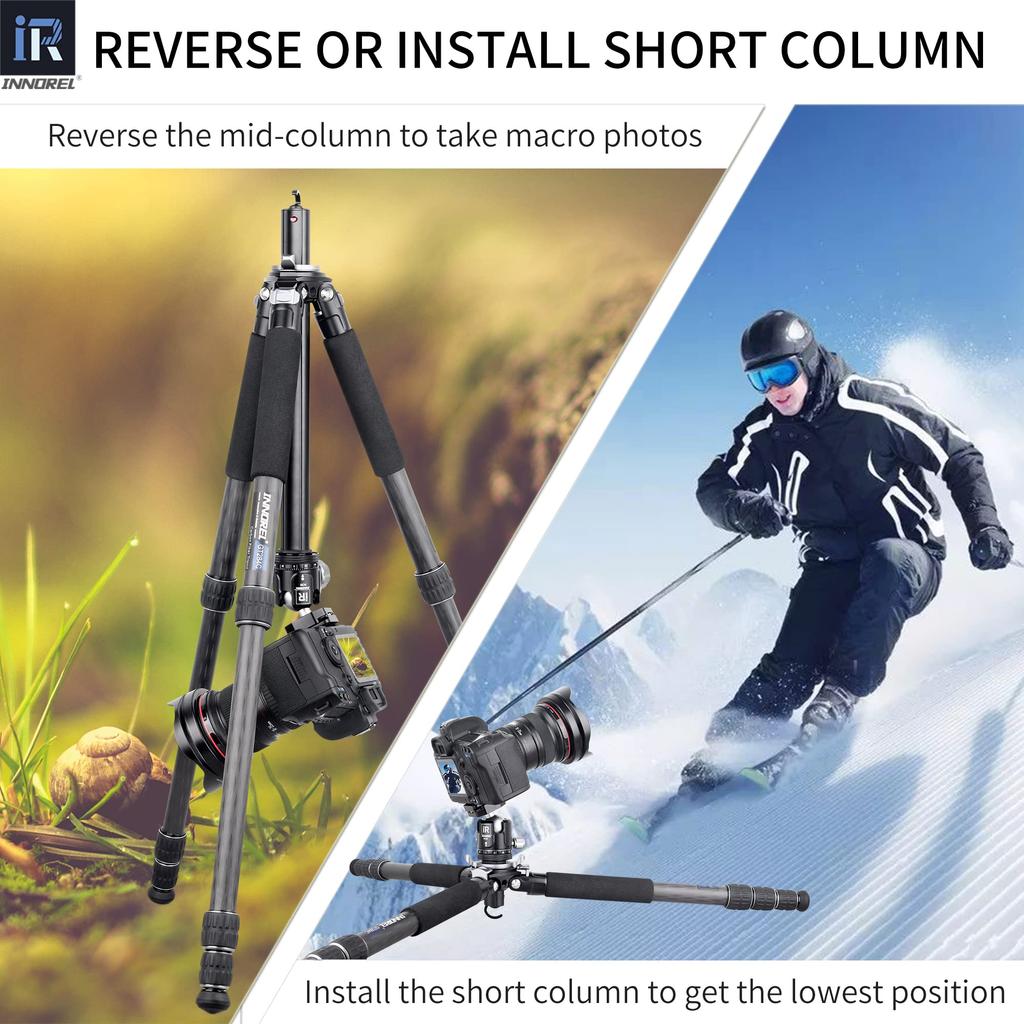 Tripod Camera INNOREL Carbon Tripod Compact SLR Tripod with Ball Head 20KG Maximum Load Capacity Telescopic Working Height Pipe Diameter Panoramic