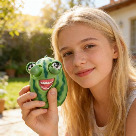 1/2/3 Stück Popping Eye Wassermelone Quetschspielzeug Angst Stressabbau Wassermelone Kneten Sensorisches Spielzeug Weicher Stressball Cartoon Frucht Fidget