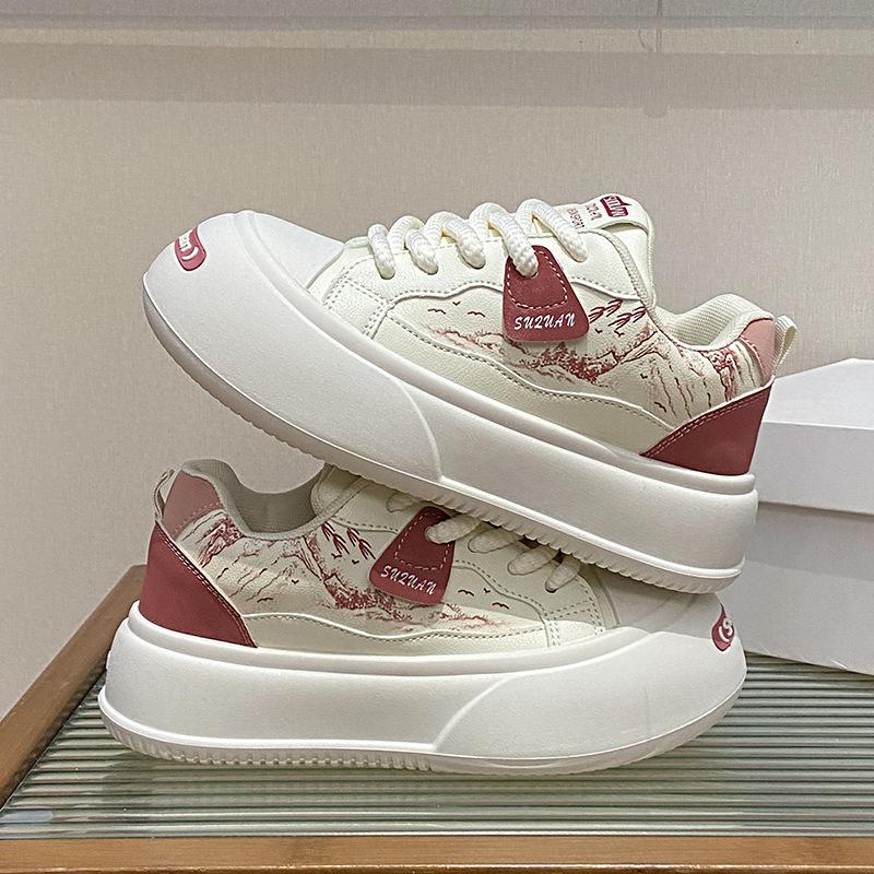 Spring Autumn Women's Sports Shoes 2025 New Fashion Lace Up Platform Sneakers Comfortable Height Increase Non Slip Casual Shoes