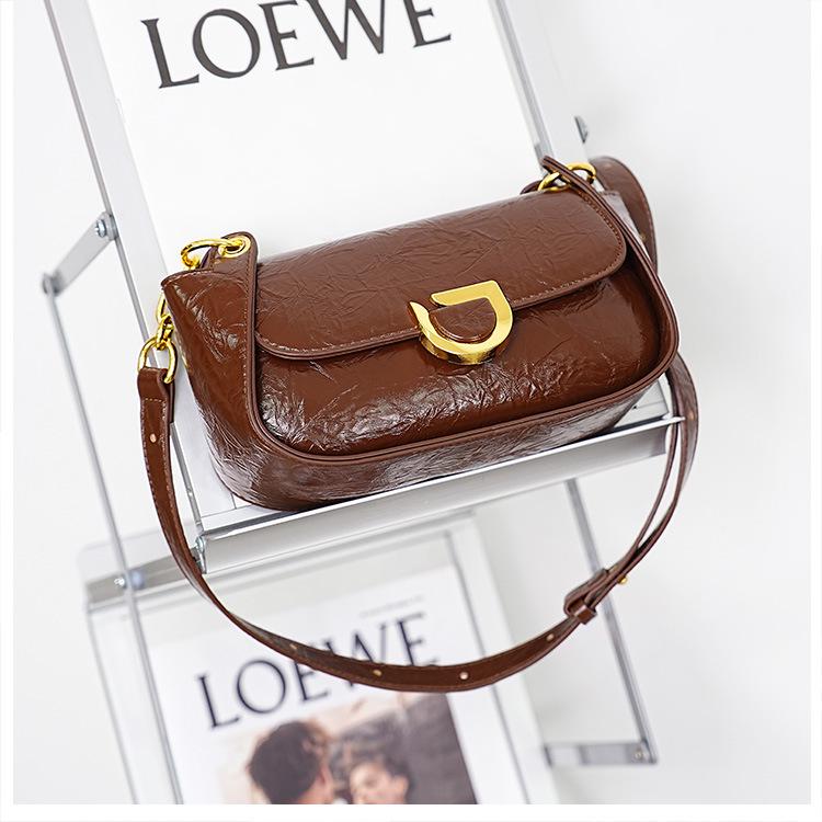 Women's Soft Leather Baguette Bag - Trendy Autumn/Winter Shoulder & Crossbody