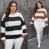 Women S Plus Size Oversized Striped Casual Pullover Sweater