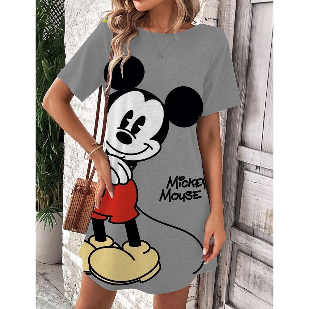 Vestito da Donna Scollo O Manica Corta Sexy Stampa Disney Topolino
