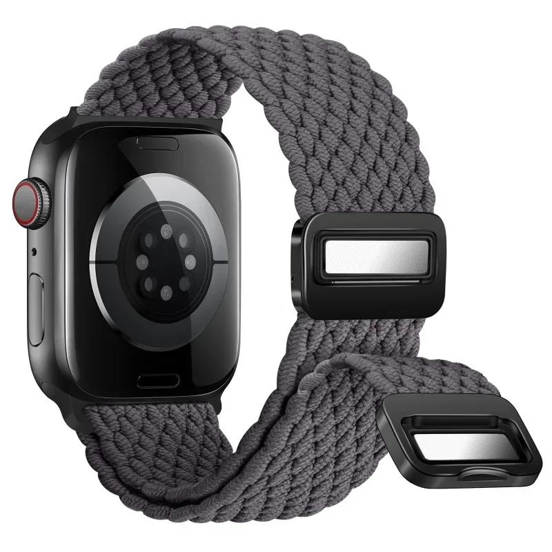 Nylon Band For Apple Watch Strap 44mm 40mm 45mm 46mm 49mm 41mm 38 Magnetic Braided Bracelet iWatch Series Se 7 6 8 9 10 Ultra 2