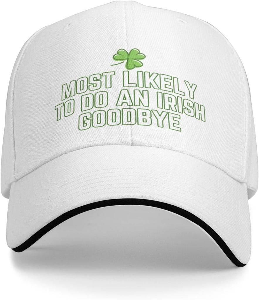 Most Likely To Do An Irish Goodbye Baseball Cap Funny St Patricks Day Polyester Adjustable Cap
