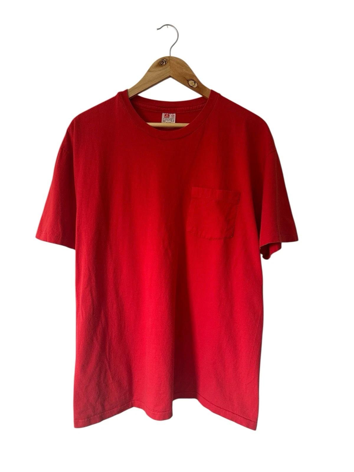 

Vintage Hanes Blank Red Pocket T Shirt Men’s Large USA Single Stitch M