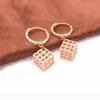 Rose Gold Plated Hollow Square Ear Buckle Simple Trend Fashion Purple Gold Color Gold Earrings