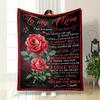 Mother's Day Gift Rose Pattern Letter Blanket Bedroom Blanket for Livingroom Couch Lunch Break Soft Throw for Friend's Festival Gift
