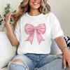 Pink Coquette Bow Design Tshirts Pink Bow Graphic Graphic T Shirts Short Sleeve Tee Unisexs Clothes Harajuku Y2k Clothing