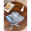 Korean checkered strap fisherman's hat with a large brim for summer, a small sun-protective hat that can be worn on both sides