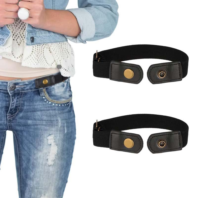 2 Stück Gürtel ohne Schnalle für Herren und Damen, Verstellbarer Stretchgürtel ohne Schnalle für Damen, Unsichtbarer Seitengürtel, Gürtel ohne Schnalle