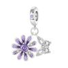 925 Silver Iris Cherry Blossom Beaded Pendant Bracelet Necklace Set Jewelry Accessories