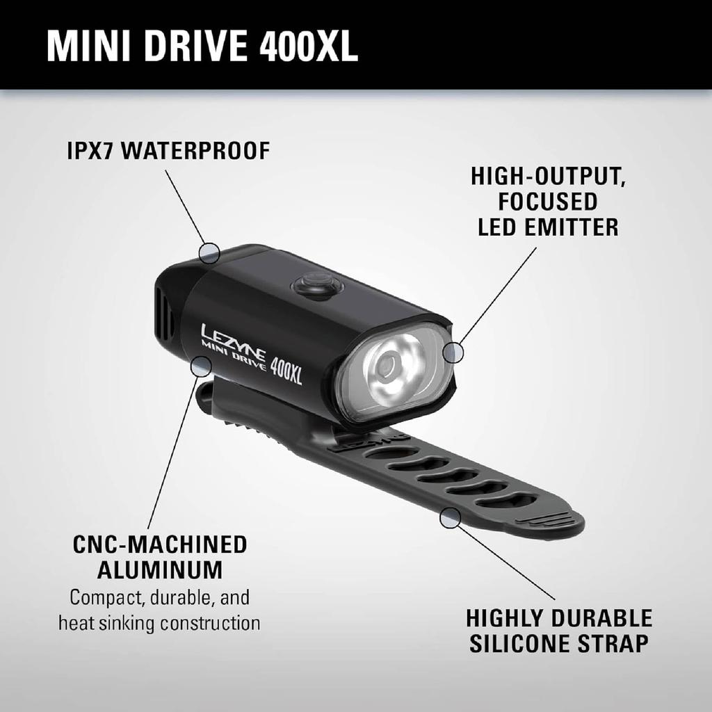 LEZYNE MINI DRIVE 400XL Black Y13 Max400 Lumens LED Light