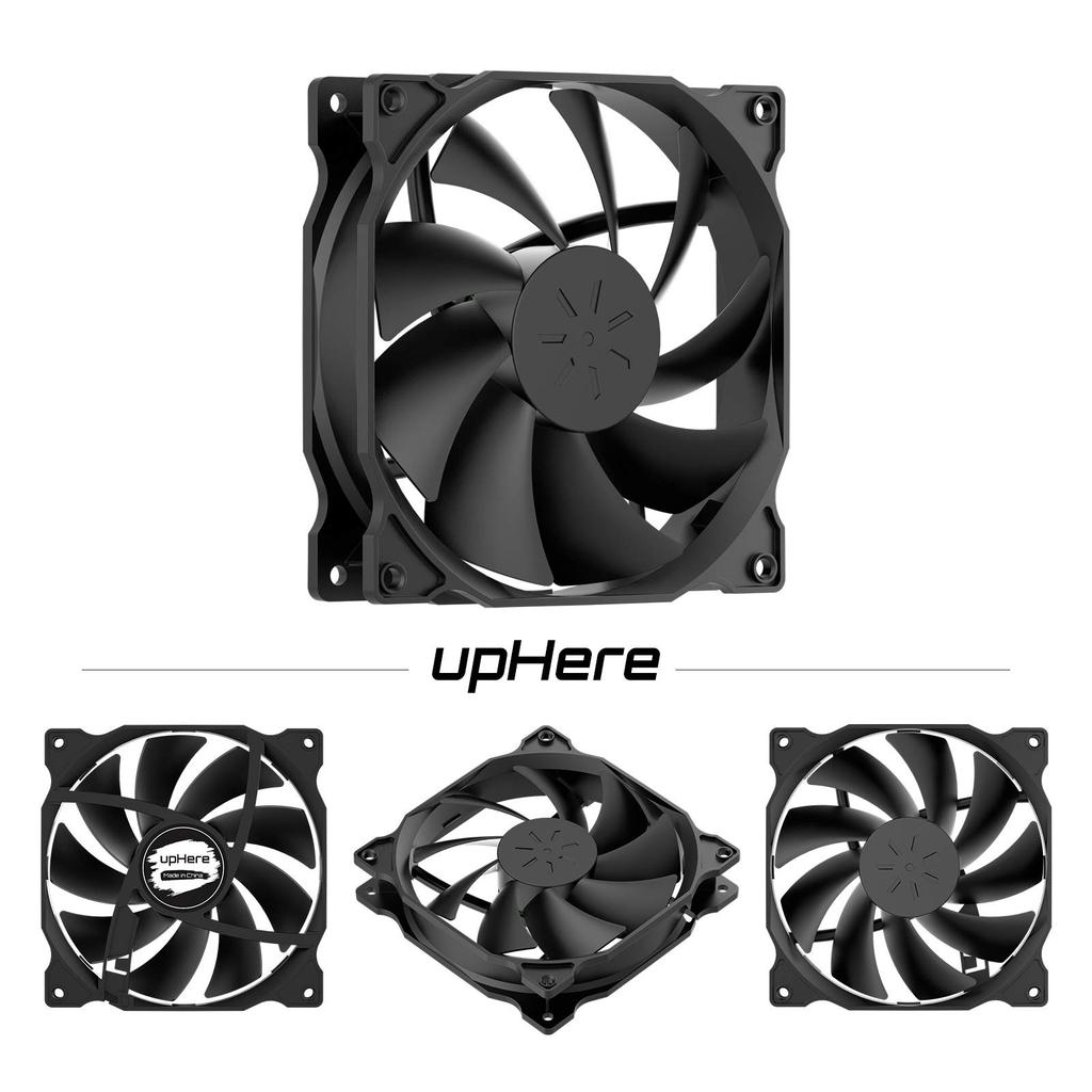 upHere PC Case Fan 120mm Case Cooler Silent Type Computer Fan 4-pin Connector 3 Black [12BK4-3]