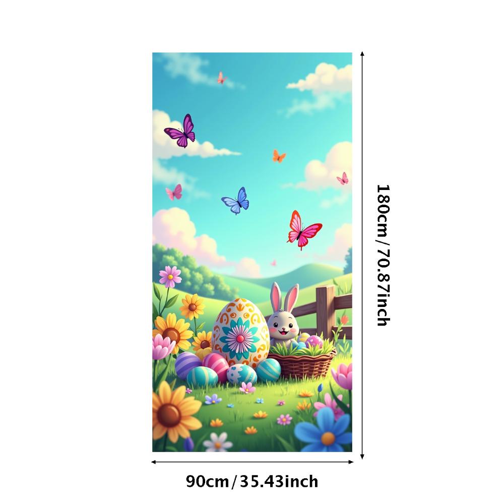 Bunny Backdrop Fabric Party Supplies Easter Banner Lightweight Photography Props For Indoor Spring Decorations Kids