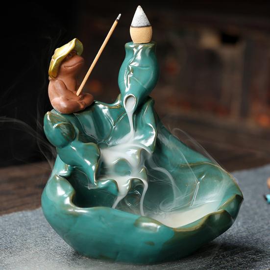 

Курильница Лотос Керамика Приятный Лист Дизайн Двустороннее Использование Атмосфера Благовония Башня для Стола