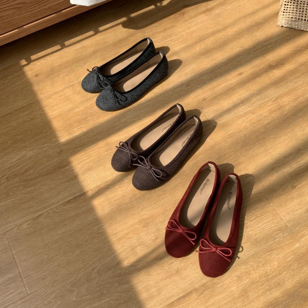 

Soft-soled fairy style ballet single shoes 2025 autumn new French bow light mouth retro color matching grandma Doudou tide 39 серый