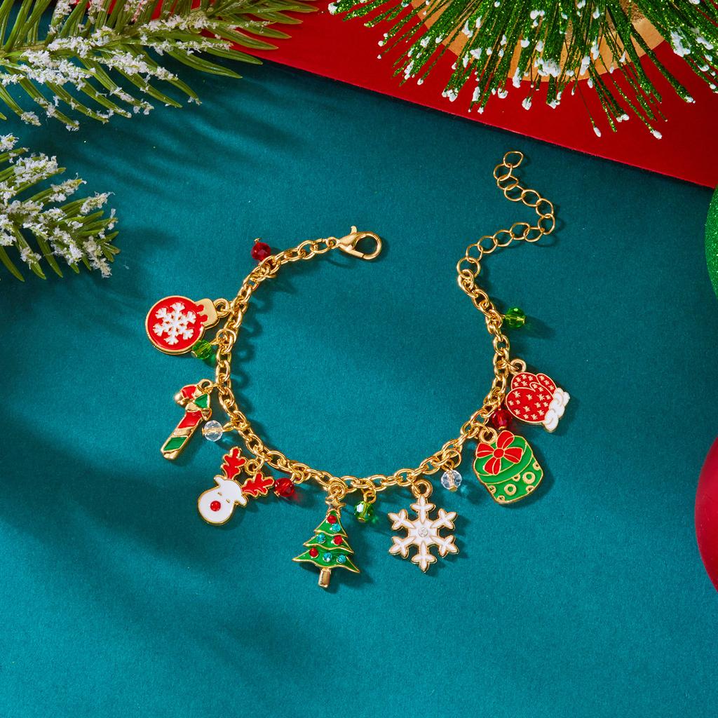 Creative Christmas Metal Chain Bracelet for Women Christmas Tree Snowflake Santa Claus Bell Bracelet Xmas Holiday Party Jewelry