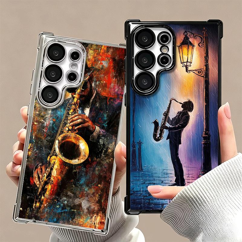 Saxophone Instrument Music Plating Phone Case For Samsung Galaxy S24 S25 FE S26 Edge S23 Ultra S22 S21 Plus S20 Anti-Fall Airaba