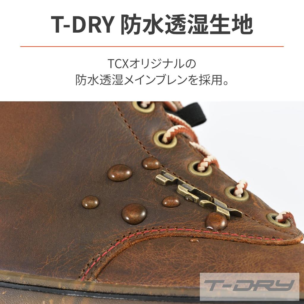 Daytona TCX Motorcycle Riding Genuine Leather Side CE 7307W Dartwood 19291 Shoes, (Grained Cowhide), Waterproof, Zip, Standard, Waterproof, Brown,