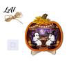 Cool Patterned Ornaments Halloween Door Sign Glowing Ghost Hanging Decor Wooden LED Window Reusable Party Supplies Ornament for Party Spooky