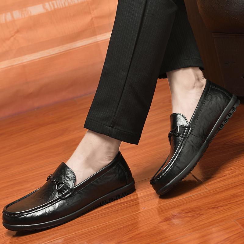 Fashion All-match Mens Loafers Men's Genuine Leather Flats Classic Casual Dress Shoes for Men Comfortable Male Slip-On Business Shoes