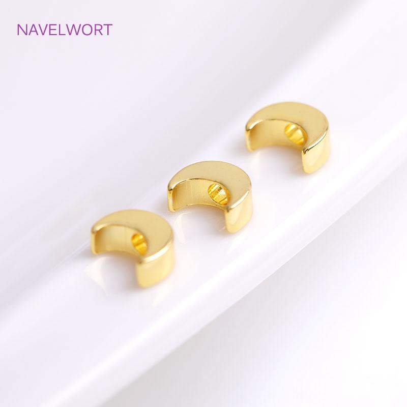 

18K Gold Plating Flat Crescent Moon Beads,Brass Smooth Spacer Beads For DIY Bracelet Necklace Making Accessories Wholesale 10 pieces