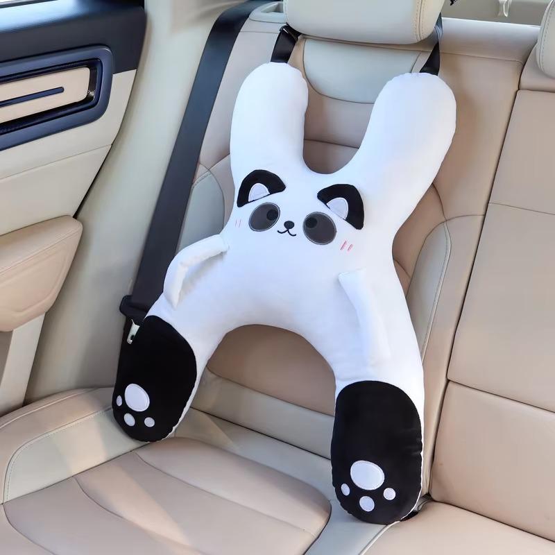 Kids Car Neck Pillow with Seat Belt Safety Sleep Aid Prevent Leaning Head Back Seat Sleeping Comfort During Long Distance Travel