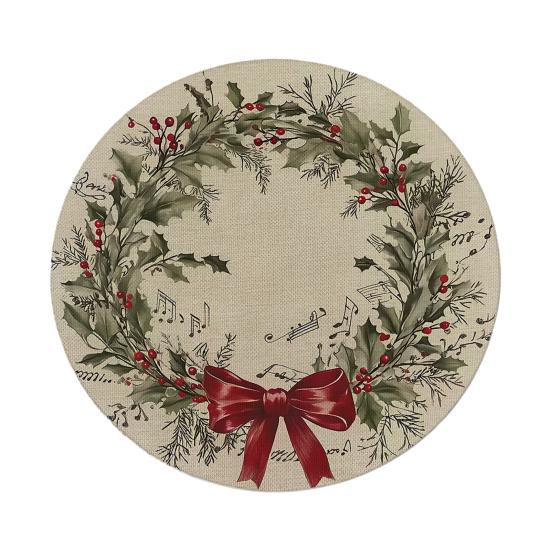 Tapis décoratif d'isolation thermique Rond Set de table de Noël, 14 pouces Motif festif Antidérapant Protecteur de table, Protecteur de table pour maison de vacances Endroit pour