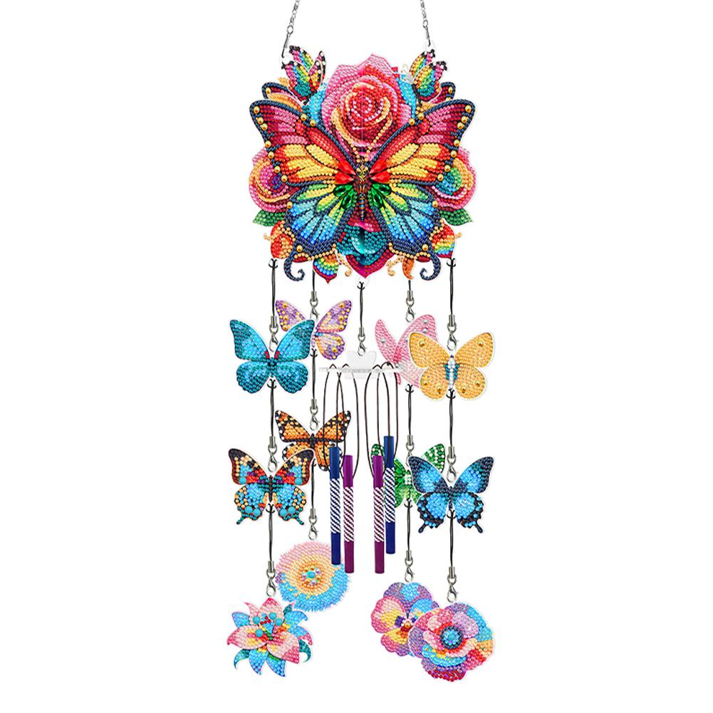 5D DIY Butterfly Wind Chime Double Sided Diamond Painting Home Decor 5D DIY Diamond Painting Dots Pendant for Home Wall Decor