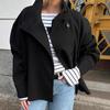 Women's Asymmetrical Collar Button Front Jacket, Casual Loose-Fit Outerwear