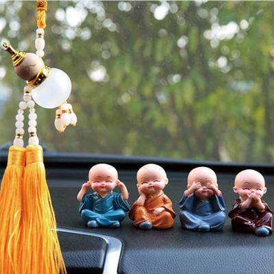 1set/4pcs Creative Car Ornament Swinging Four No Small Monk Cute Doll Car Ornament Safe Car Decoration