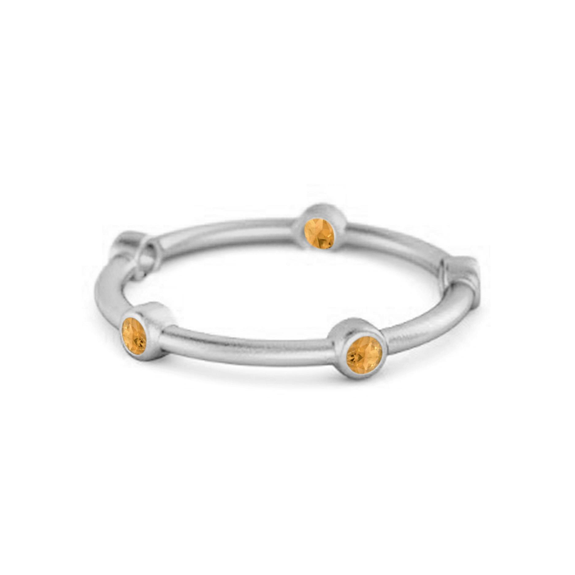 Кольцо-станция с цитрином в ободке, современное, минималистичное - стерлинговое серебро 925 пробы 6