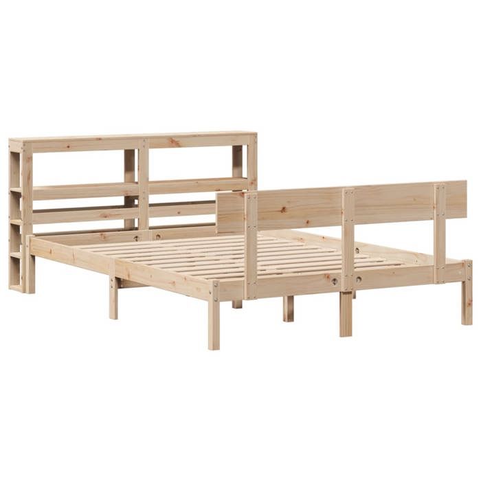 VidaXL Bed Frames with Headboard 120x200 Cm Solid Pine Wood, Bed, Bedroom Furniture, Wooden Bed, Bed 3305798
