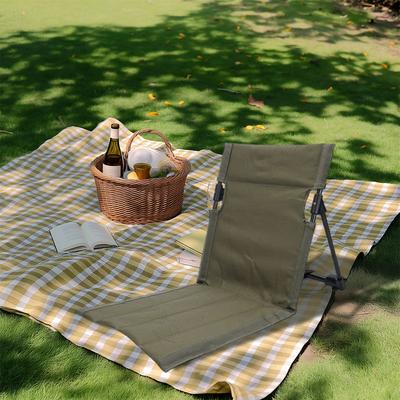 Folding Beach Chair with Back Support Outdoor Camping Chair Portable Lounge Chair Floor Chair for Camping Hiking