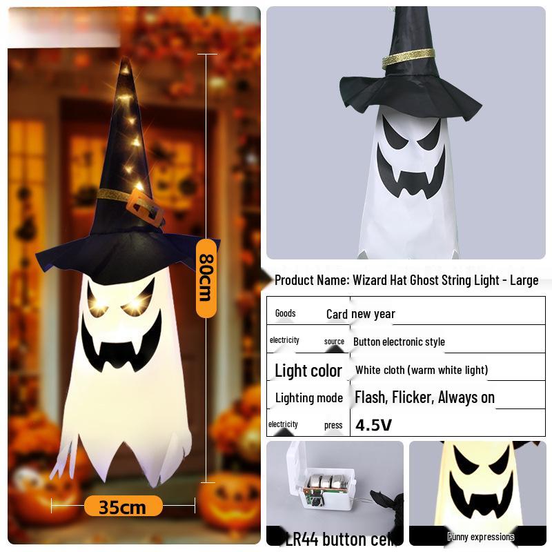 Glowing Ghost Lantern Pendant for Spooky Halloween Outdoor Decoration