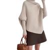 Womens Oversized High Neck Knit Sweater With Batwing Sleeves Korean Style Layering Top Winter