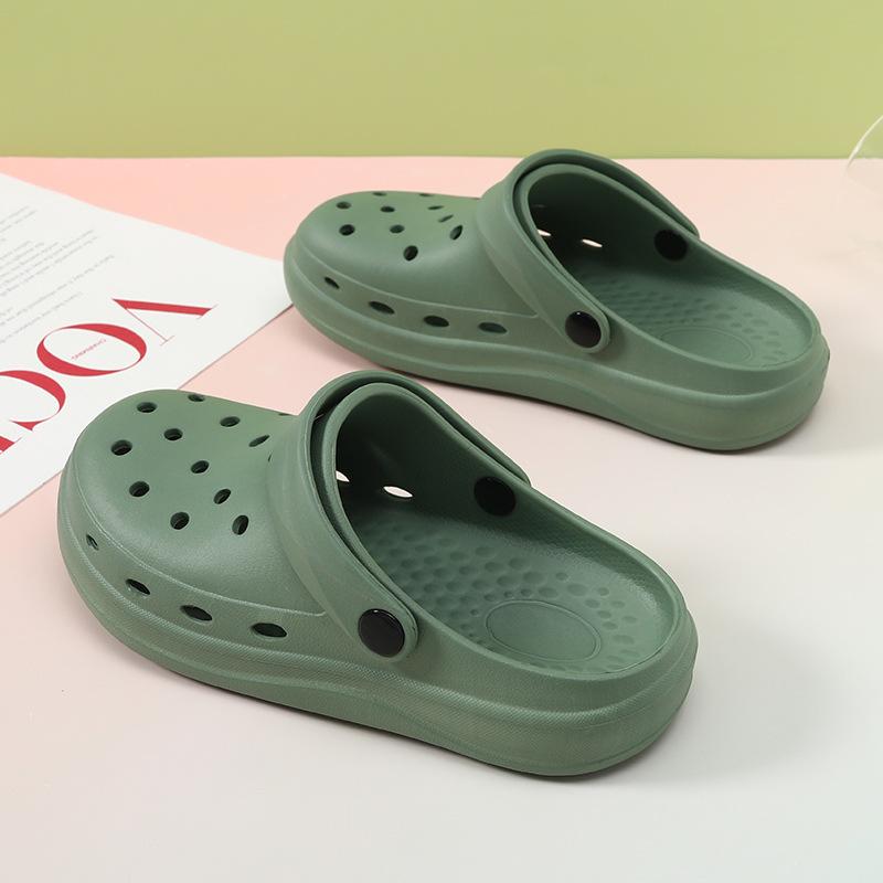 

Женские летние туфли с отверстиями, нескользящие и легкие, с закрытым носком, на толстой подошве, увеличивающие рост, дышащие сандалии для мужчин 40 зелёный