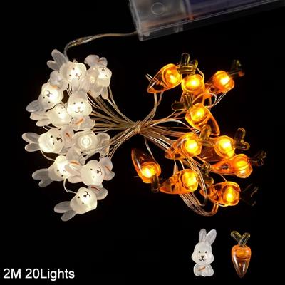 2M 20LED Rabbit LED String Light Easter Decoration Carrot Chick Eggs Bunny Carrot Lanterns Happy Easter Fairy Light Garland